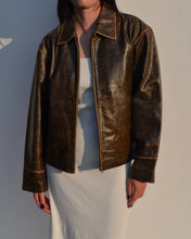 Load image into Gallery viewer, Brown Distressed Leather Jacket