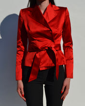 Load image into Gallery viewer, Dolce & Gabbana S/S 2001 Red Silk Tie Waist Blazer