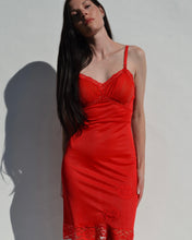 Load image into Gallery viewer, Vintage Red Lace Slip Dress