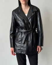 Load image into Gallery viewer, Black Leather Belted Blazer