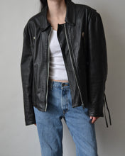 Load image into Gallery viewer, Black Leather Motorcycle Jacket