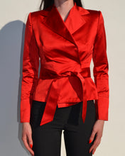 Load image into Gallery viewer, Dolce & Gabbana S/S 2001 Red Silk Tie Waist Blazer