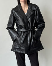 Load image into Gallery viewer, Black Leather Belted Blazer