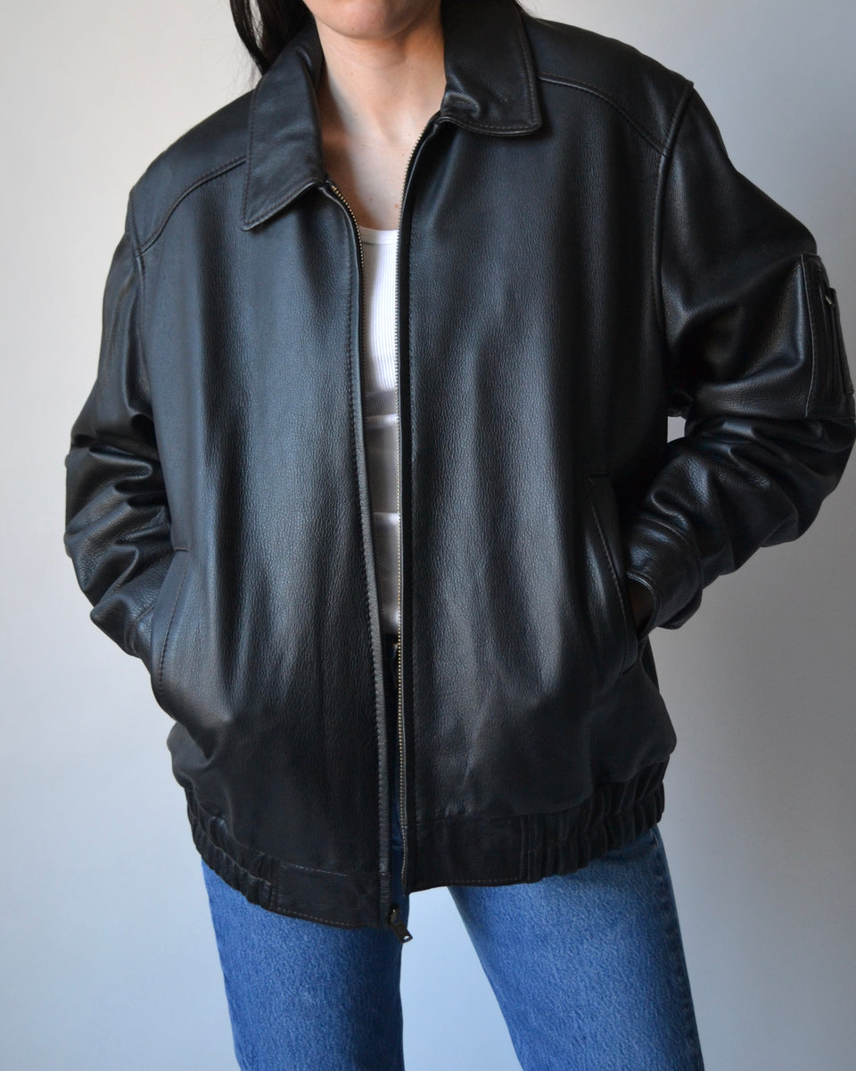 Vintage Leather Bomber Jacket – 23 Lux