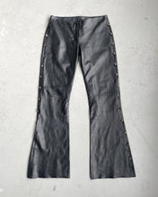 Load image into Gallery viewer, Vintage Black Leather Flare Leg Pants