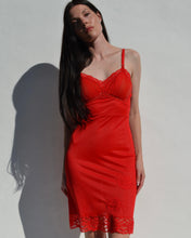 Load image into Gallery viewer, Vintage Red Lace Slip Dress