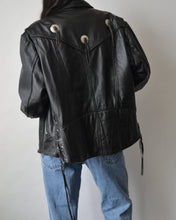Load image into Gallery viewer, Black Leather Motorcycle Jacket