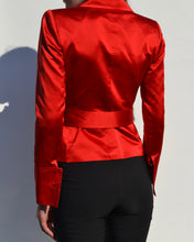 Load image into Gallery viewer, Dolce & Gabbana S/S 2001 Red Silk Tie Waist Blazer