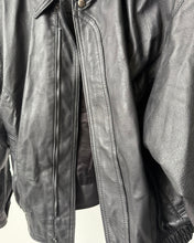Load image into Gallery viewer, Vintage Black Leather Bomber Jacket