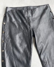 Load image into Gallery viewer, Vintage Black Leather Flare Leg Pants