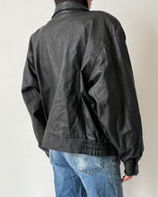 Load image into Gallery viewer, Vintage Black Leather Bomber Jacket