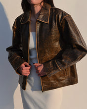Load image into Gallery viewer, Brown Distressed Leather Jacket