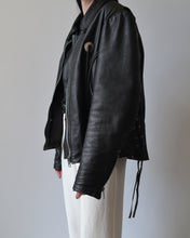 Load image into Gallery viewer, Black Leather Motorcycle Jacket