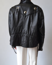 Load image into Gallery viewer, Black Leather Motorcycle Jacket