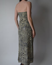 Load image into Gallery viewer, Vintage Strapless Psychedelic Sequin Maxi Dress
