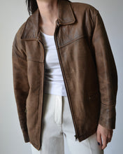 Load image into Gallery viewer, Brown Distressed Leather Jacket
