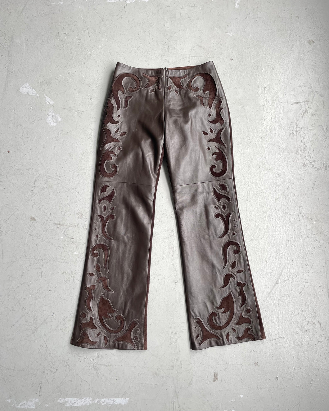 Vintage Western Brown Leather & Suede Pants