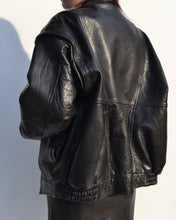Load image into Gallery viewer, Vintage Black Leather Bomber

