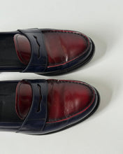 Load image into Gallery viewer, Prada Blue &amp; Burgundy Penny Loafers
