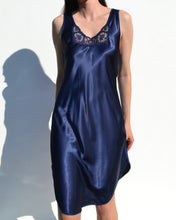 Load image into Gallery viewer, Vintage Royal Blue Satin Slip Dress
