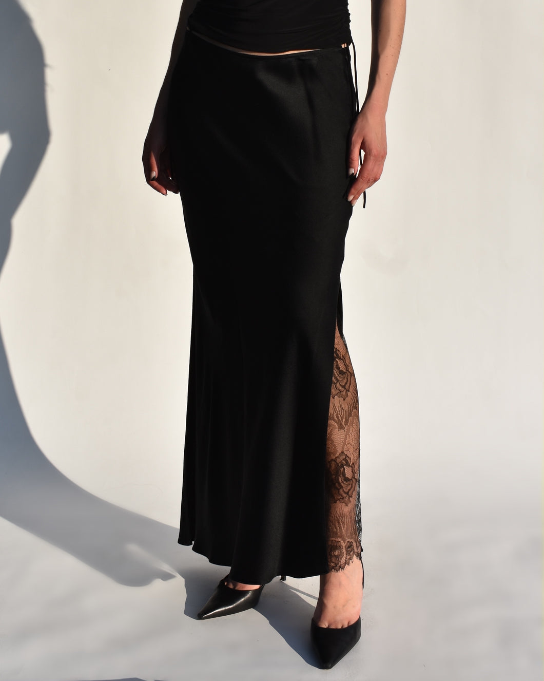 Christian Dior Satin Lace Maxi Skirt