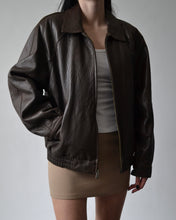 Load image into Gallery viewer, Brown Pebbled Leather Bomber Jacket
