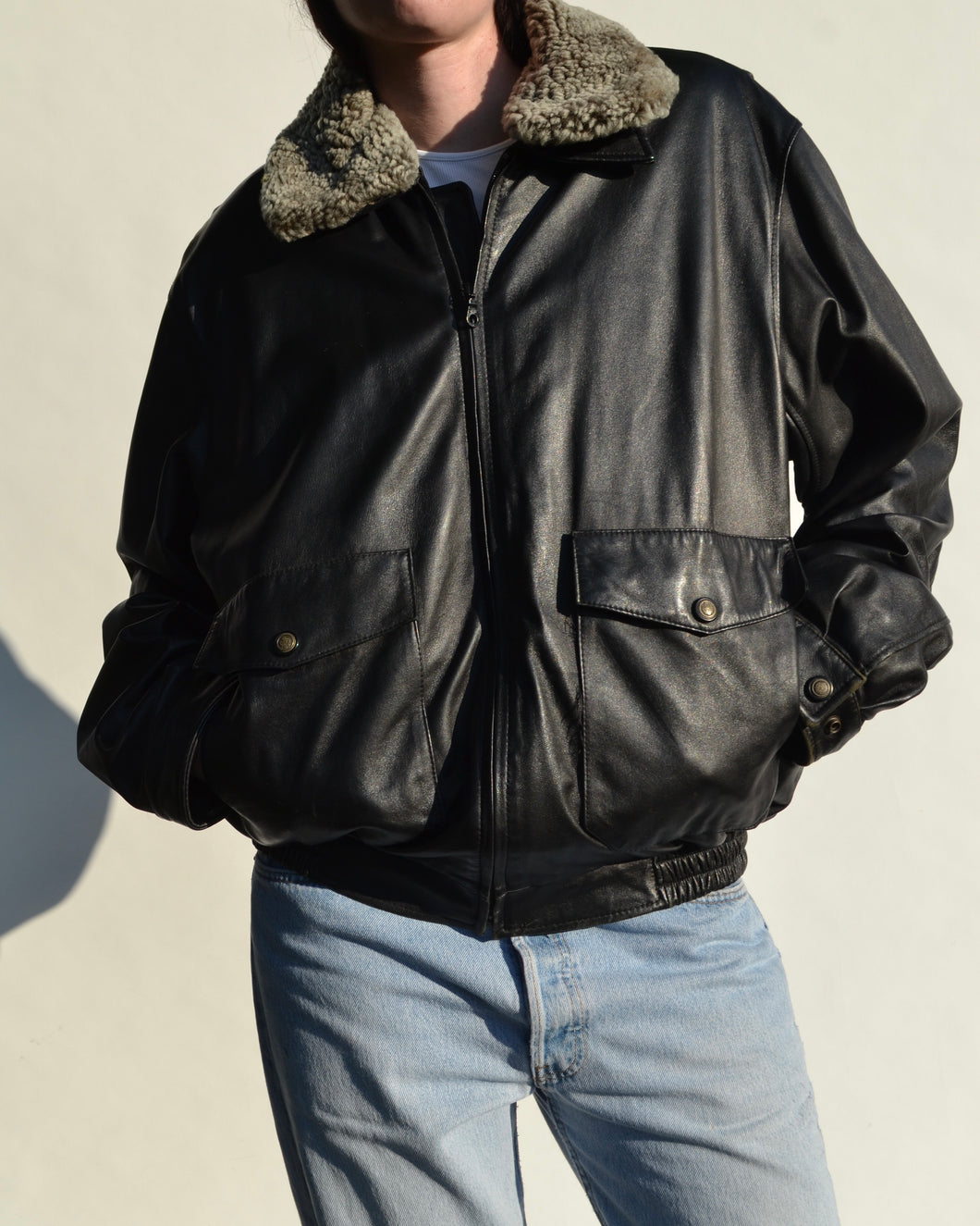 Vintage Danier Black Leather Bomber