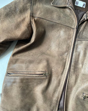 Load image into Gallery viewer, Brown Distressed Leather Jacket
