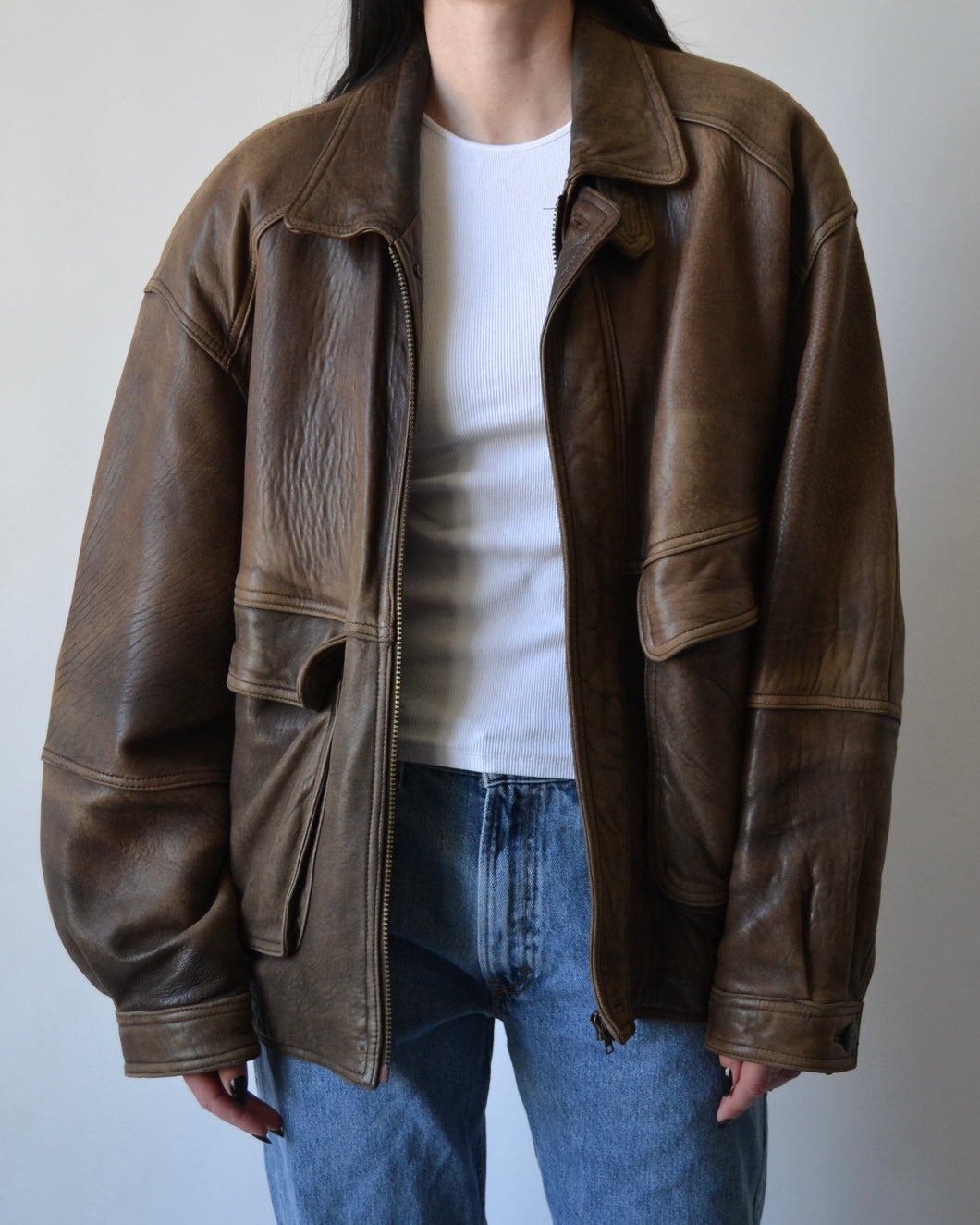 Vintage Danier Brown Distressed Leather Jacket