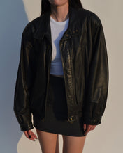 Load image into Gallery viewer, Danier Black Distressed Leather Bomber
