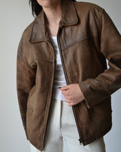 Load image into Gallery viewer, Brown Distressed Leather Jacket
