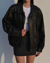 Load image into Gallery viewer, Danier Black Distressed Leather Bomber
