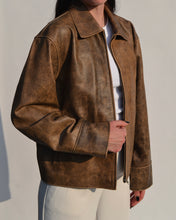 Load image into Gallery viewer, Brown Distressed Leather Jacket
