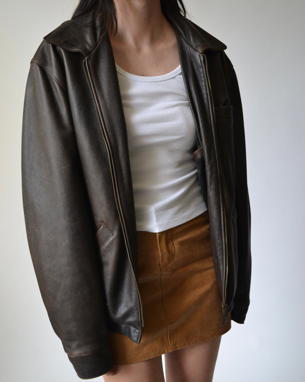 Brown Pebbled Leather Jacket