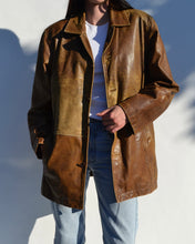 Load image into Gallery viewer, Tan Distressed Leather Jacket
