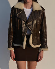 Load image into Gallery viewer, Danier Brown Leather Shearling Jacket
