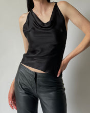 Load image into Gallery viewer, Bebe Black Silk Cowl Neck Top
