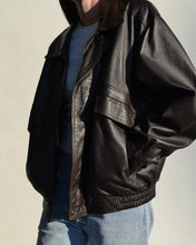 Load image into Gallery viewer, Brown Leather Bomber Jacket
