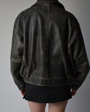 Load image into Gallery viewer, Distressed Leather Bomber Jacket
