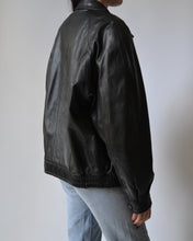 Load image into Gallery viewer, Black Leather Bomber Jacket
