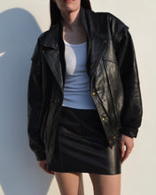 Load image into Gallery viewer, Vintage Black Leather Bomber
