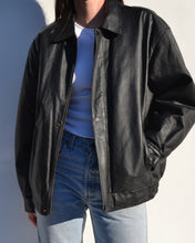 Load image into Gallery viewer, Black Vintage Leather Bomber Jacket
