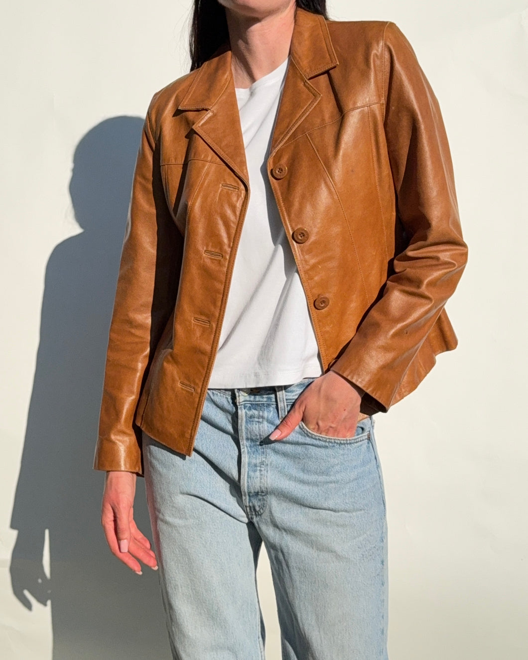 Tan Leather Blazer