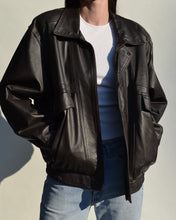 Load image into Gallery viewer, Brown Leather Bomber Jacket
