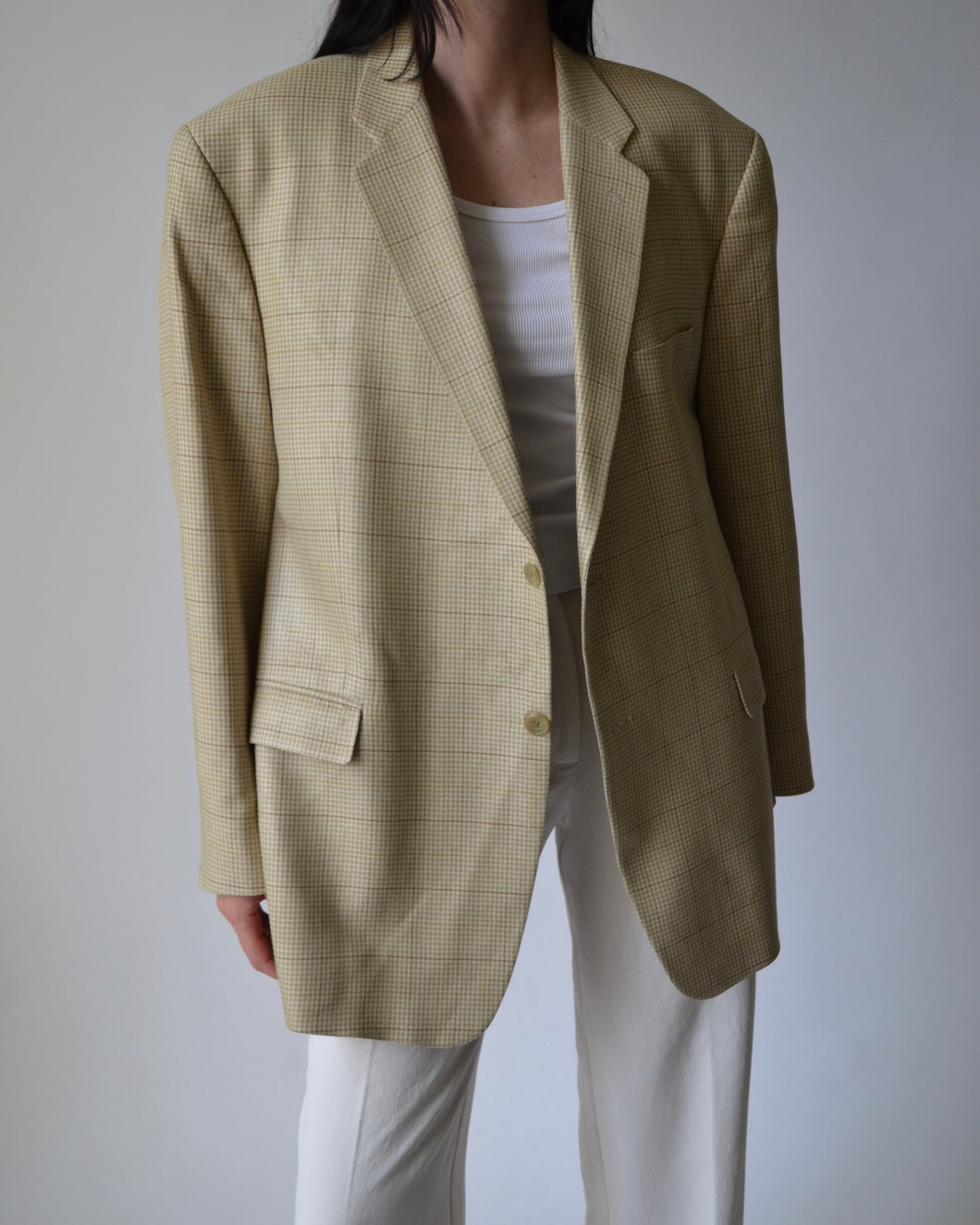 Beige Houndstooth Blazer