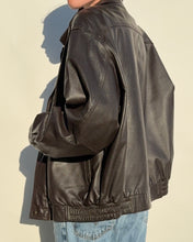 Load image into Gallery viewer, Brown Leather Bomber Jacket
