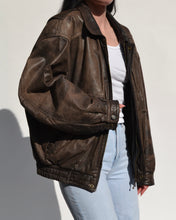 Load image into Gallery viewer, Vintage Distressed Leather Bomber Jacket
