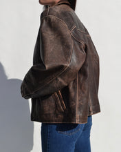 Load image into Gallery viewer, Brown Distressed Leather Jacket
