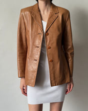 Load image into Gallery viewer, Vintage Tan Leather Blazer
