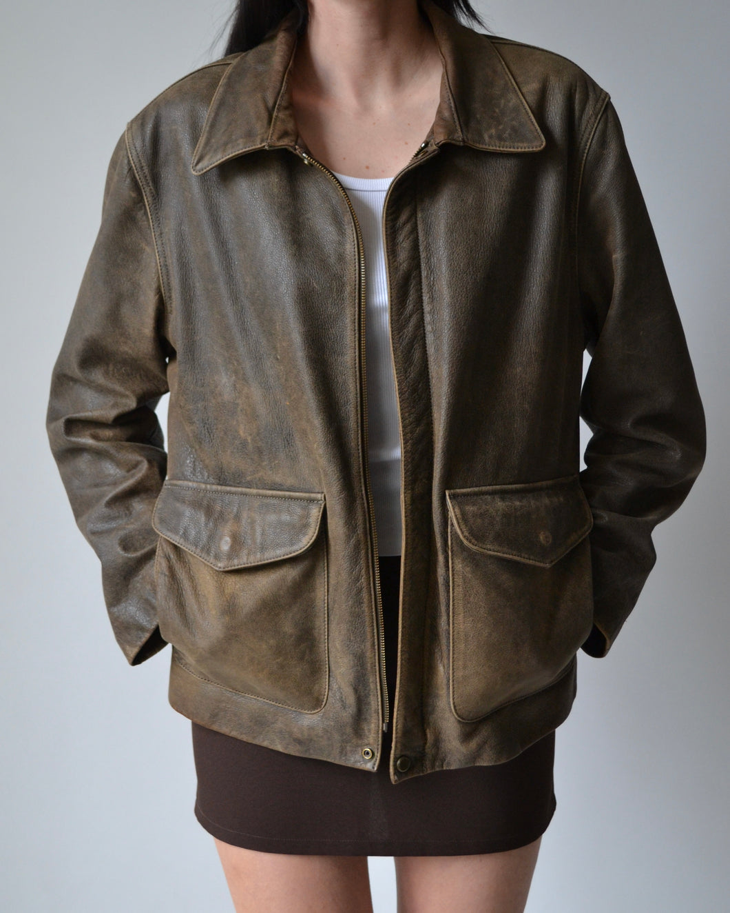 Vintage Danier Brown Distressed Leather Jacket